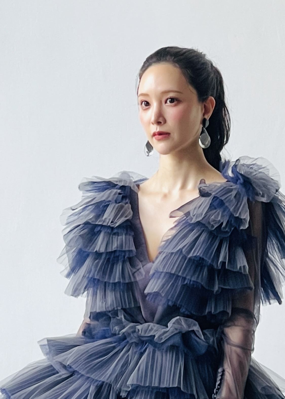 紺のチュールドレスのヘアメイク